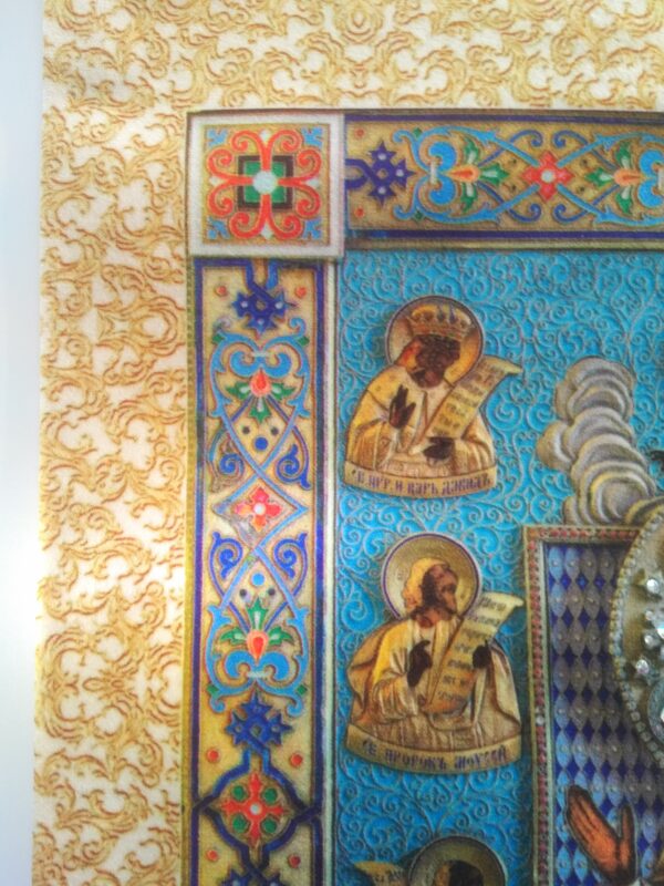 Icon of St. Mary "Rooted" on fabric. Crystals ornaments. Sanctified. GREAT GIFT - Image 10