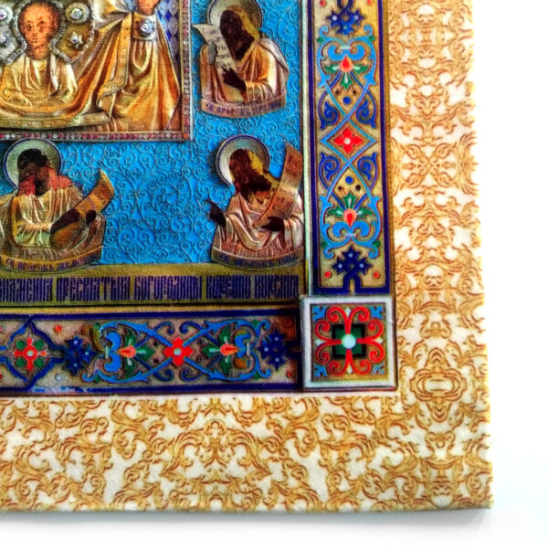 Icon of St. Mary "Rooted" on fabric. Crystals ornaments. Sanctified. GREAT GIFT - Image 12