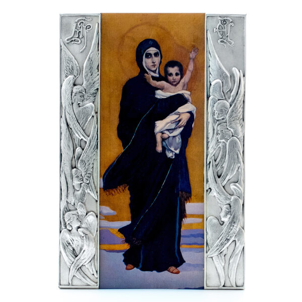 Virgin Mary with Jesus Icon. Orthodox Christian. Sanctified. Silver-Plated 10.7 in