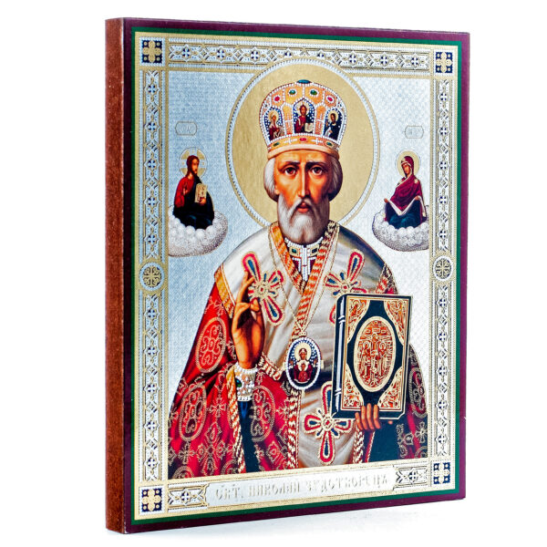 St. Nicholas Icon in Ornate Frame. Orthodox Christian Sanctified Icon 8.25" tall - Image 6