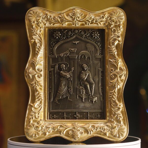 Christian Icon - Archangel Gabriel Visits St. Mary. 8 1/4" x 6" inches. Tabletop