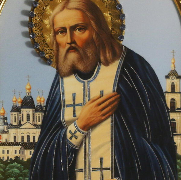 Orthodox Christian Icon St. Seraphim of Sarov (Sarovski, Sarovskiy) 10" x 11.5" - Image 3