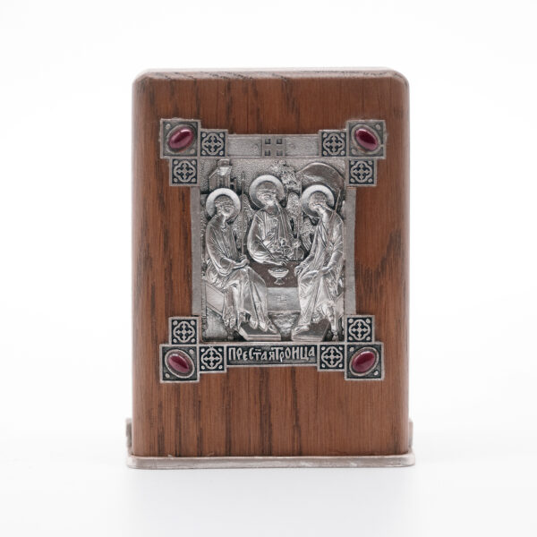 Table icon Holy Trinity with Gems, oak, pewter, handmade