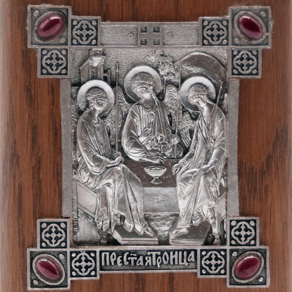 Table icon Holy Trinity with Gems, oak, pewter, handmade - Image 3